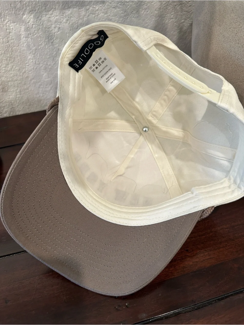 Goodlife Two-Tone New York Cap in Cream & Brown